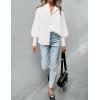 imageZESICA Womens Button Down Shirts 2025 Smocked Cuffed Solid Lantern Long Sleeve Blouse Fall Fashion Casual TopsWhite