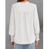 imageZESICA Womens Button Down Shirts 2025 Smocked Cuffed Solid Lantern Long Sleeve Blouse Fall Fashion Casual TopsWhite