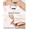 imageZESICA Womens Button Down Shirts 2025 Smocked Cuffed Solid Lantern Long Sleeve Blouse Fall Fashion Casual TopsWhite