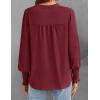 imageZESICA Womens Button Down Shirts 2025 Smocked Cuffed Solid Lantern Long Sleeve Blouse Fall Fashion Casual TopsWine