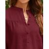 imageZESICA Womens Button Down Shirts 2025 Smocked Cuffed Solid Lantern Long Sleeve Blouse Fall Fashion Casual TopsWine
