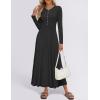 imageZESICA Womens Elegant Maxi Dresses 2025 Spring Long Sleeve Button Casual A Line Boho Flowy Dress with PocketsBlack