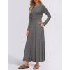 imageZESICA Womens Elegant Maxi Dresses 2025 Spring Long Sleeve Button Casual A Line Boho Flowy Dress with PocketsGrey