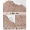 imageZESICA Womens Elegant Maxi Dresses 2025 Spring Long Sleeve Button Casual A Line Boho Flowy Dress with PocketsKhaki