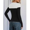 imageZESICA Womens Long Sleeve Crewneck Shirts Spring Knit Color Block Sweaters Slim Fitted Casual Basic Tee TopsBlack