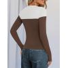 imageZESICA Womens Long Sleeve Crewneck Shirts Spring Knit Color Block Sweaters Slim Fitted Casual Basic Tee TopsCoffee