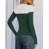 imageZESICA Womens Long Sleeve Crewneck Shirts Spring Knit Color Block Sweaters Slim Fitted Casual Basic Tee TopsDark Green