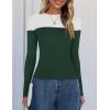 imageZESICA Womens Long Sleeve Crewneck Shirts Spring Knit Color Block Sweaters Slim Fitted Casual Basic Tee TopsDark Green