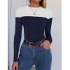 imageZESICA Womens Long Sleeve Crewneck Shirts Spring Knit Color Block Sweaters Slim Fitted Casual Basic Tee TopsNavy