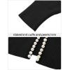 imageZESICA Womens Open Front Cardigan Sweater Casual Knitted Long Sleeve Pearls Trim Outerwear Coat Trendy ClothesBlack