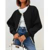 imageZESICA Womens Open Front Cardigan Sweater Casual Knitted Long Sleeve Pearls Trim Outerwear Coat Trendy ClothesBlack