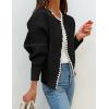 imageZESICA Womens Open Front Cardigan Sweater Casual Knitted Long Sleeve Pearls Trim Outerwear Coat Trendy ClothesBlack