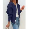 imageZESICA Womens Open Front Cardigan Sweater Casual Knitted Long Sleeve Pearls Trim Outerwear Coat Trendy ClothesDark Purple