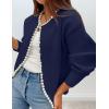 imageZESICA Womens Open Front Cardigan Sweater Casual Knitted Long Sleeve Pearls Trim Outerwear Coat Trendy ClothesDark Purple