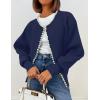 imageZESICA Womens Open Front Cardigan Sweater Casual Knitted Long Sleeve Pearls Trim Outerwear Coat Trendy ClothesDark Purple