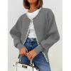 imageZESICA Womens Open Front Cardigan Sweater Casual Knitted Long Sleeve Pearls Trim Outerwear Coat Trendy ClothesGrey