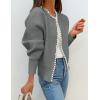 imageZESICA Womens Open Front Cardigan Sweater Casual Knitted Long Sleeve Pearls Trim Outerwear Coat Trendy ClothesGrey