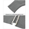 imageZESICA Womens Open Front Cardigan Sweater Casual Knitted Long Sleeve Pearls Trim Outerwear Coat Trendy ClothesGrey