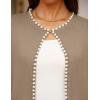 imageZESICA Womens Open Front Cardigan Sweater Casual Knitted Long Sleeve Pearls Trim Outerwear Coat Trendy ClothesKhaki