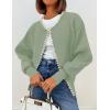 imageZESICA Womens Open Front Cardigan Sweater Casual Knitted Long Sleeve Pearls Trim Outerwear Coat Trendy ClothesPea Green
