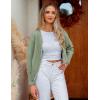 imageZESICA Womens Open Front Cardigan Sweater Casual Knitted Long Sleeve Pearls Trim Outerwear Coat Trendy ClothesPea Green