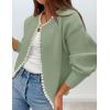 imageZESICA Womens Open Front Cardigan Sweater Casual Knitted Long Sleeve Pearls Trim Outerwear Coat Trendy ClothesPea Green