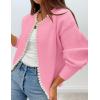 imageZESICA Womens Open Front Cardigan Sweater Casual Knitted Long Sleeve Pearls Trim Outerwear Coat Trendy ClothesPink