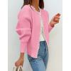 imageZESICA Womens Open Front Cardigan Sweater Casual Knitted Long Sleeve Pearls Trim Outerwear Coat Trendy ClothesPink
