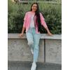 imageZESICA Womens Open Front Cardigan Sweater Casual Knitted Long Sleeve Pearls Trim Outerwear Coat Trendy ClothesPink