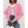 imageZESICA Womens Open Front Cardigan Sweater Casual Knitted Long Sleeve Pearls Trim Outerwear Coat Trendy ClothesPink