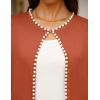 imageZESICA Womens Open Front Cardigan Sweater Casual Knitted Long Sleeve Pearls Trim Outerwear Coat Trendy ClothesRust