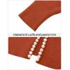 imageZESICA Womens Open Front Cardigan Sweater Casual Knitted Long Sleeve Pearls Trim Outerwear Coat Trendy ClothesRust