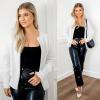 imageZESICA Womens Open Front Cardigan Sweater Casual Knitted Long Sleeve Pearls Trim Outerwear Coat Trendy ClothesWhite
