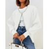 imageZESICA Womens Open Front Cardigan Sweater Casual Knitted Long Sleeve Pearls Trim Outerwear Coat Trendy ClothesWhite