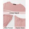 imageZESICA Womens 2 Piece Lounge Sets 2025 Fall Long Sleeve Striped Knit Fitted Tops Wide Leg Pants Pajama Sets OutfitsPink