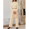 imageZESICA Womens 2 Piece Outfits Set 2025 Casual Long Sleeve Ruched Fitted Crop Top Wide Leg Pants Knit Lounge SetsApricot