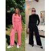 imageZESICA Womens 2 Piece Outfits Set 2025 Casual Long Sleeve Ruched Fitted Crop Top Wide Leg Pants Knit Lounge SetsApricot