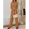 imageZESICA Womens 2 Piece Outfits Set 2025 Casual Long Sleeve Ruched Fitted Crop Top Wide Leg Pants Knit Lounge SetsBrown
