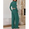 imageZESICA Womens 2 Piece Outfits Set 2025 Casual Long Sleeve Ruched Fitted Crop Top Wide Leg Pants Knit Lounge SetsGreen