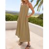 imageZESICA Womens 2025 Summer Boho Sleeveless Maxi Dress Spaghetti Straps Casual Flowy A Line Beach Party Long DressesKhaki