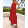 imageZESICA Womens 2025 Summer Boho Sleeveless Maxi Dress Spaghetti Straps Casual Flowy A Line Beach Party Long DressesRed