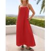imageZESICA Womens 2025 Summer Boho Sleeveless Maxi Dress Spaghetti Straps Casual Flowy A Line Beach Party Long DressesRed