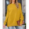 imageZESICA Womens Fall Casual Long Sleeve Crew Neck Side Slit Oversized Ribbed Knit Pullover Sweater TopsGinger