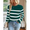 imageZESICA Womens Long Sleeve Lightweight Striped Tops Fall Crewneck Ribbed Knit ShirtsGreen