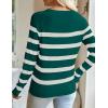 imageZESICA Womens Long Sleeve Lightweight Striped Tops Fall Crewneck Ribbed Knit ShirtsGreen