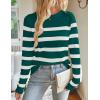 imageZESICA Womens Long Sleeve Lightweight Striped Tops Fall Crewneck Ribbed Knit ShirtsGreen