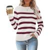 imageZESICA Womens Long Sleeve Lightweight Striped Tops Fall Crewneck Ribbed Knit ShirtsWine