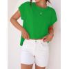 imageZESICA Womens Summer Cap Sleeve Crewneck Crop Tops Casual Loose Striped TShirts Basic TeesBrightgreen