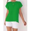 imageZESICA Womens Summer Cap Sleeve Crewneck Crop Tops Casual Loose Striped TShirts Basic TeesBrightgreen