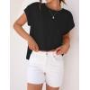 imageZESICA Womens Summer Cap Sleeve Crewneck Crop Tops Casual Loose Striped TShirts Basic TeesDarkblack